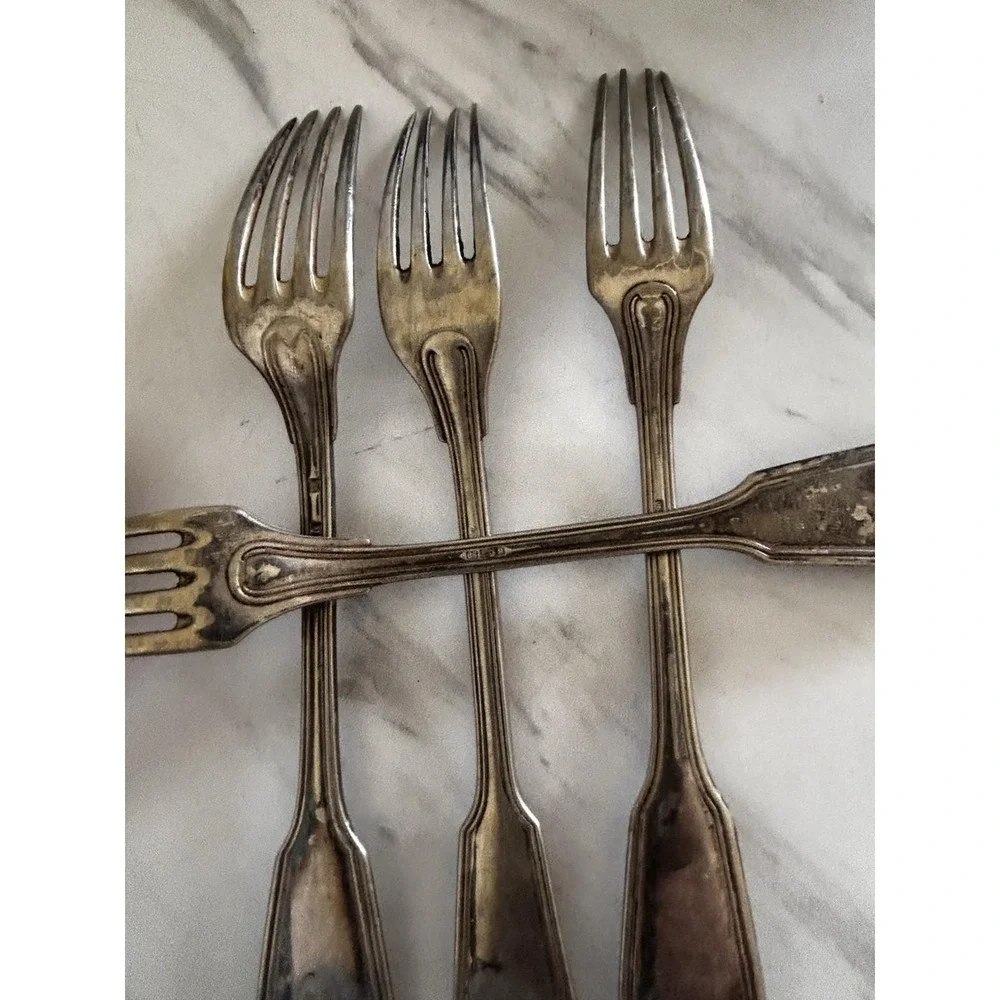 Christofle Hotel Collection Dinner Fork Silverplated France Chinon Lot of 4